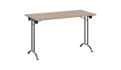 SLC 125 chrom skládací jednací stůl 1250x600, deska 25 mm, podnož chrom, deska dub bardolino